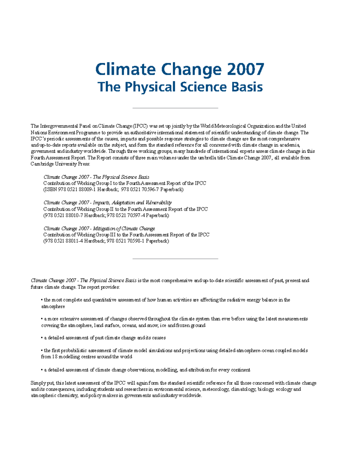 Ar4 wg1 frontmatter 1 - Climate Change 2007 The Physical Science Basis ...