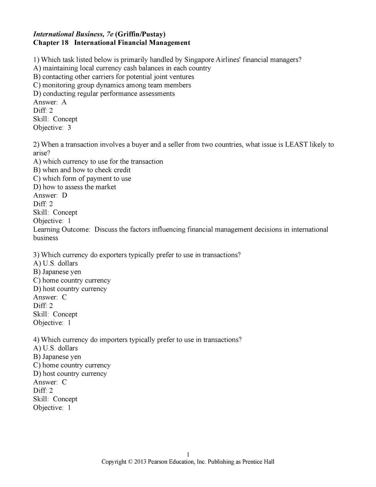 International Business Management Test Bank Chapter 18 - International ...