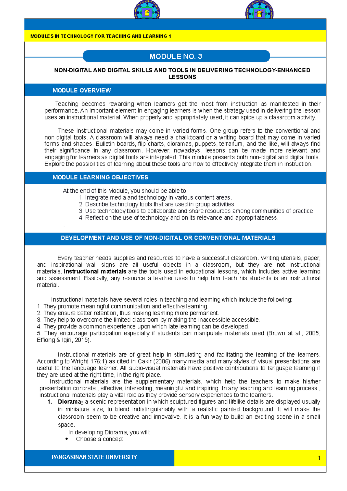 TTL1 Module 3 20points - Note - PANGASINAN STATE UNIVERSITY NON-DIGITAL ...