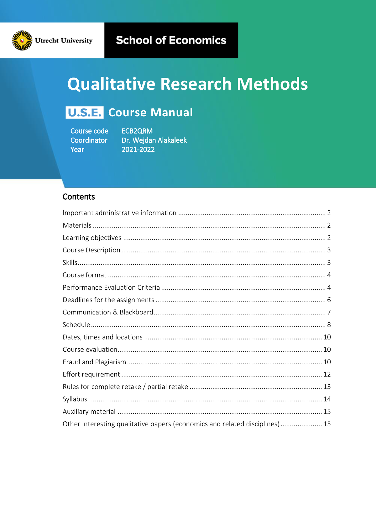 qualitative research methods course syllabus