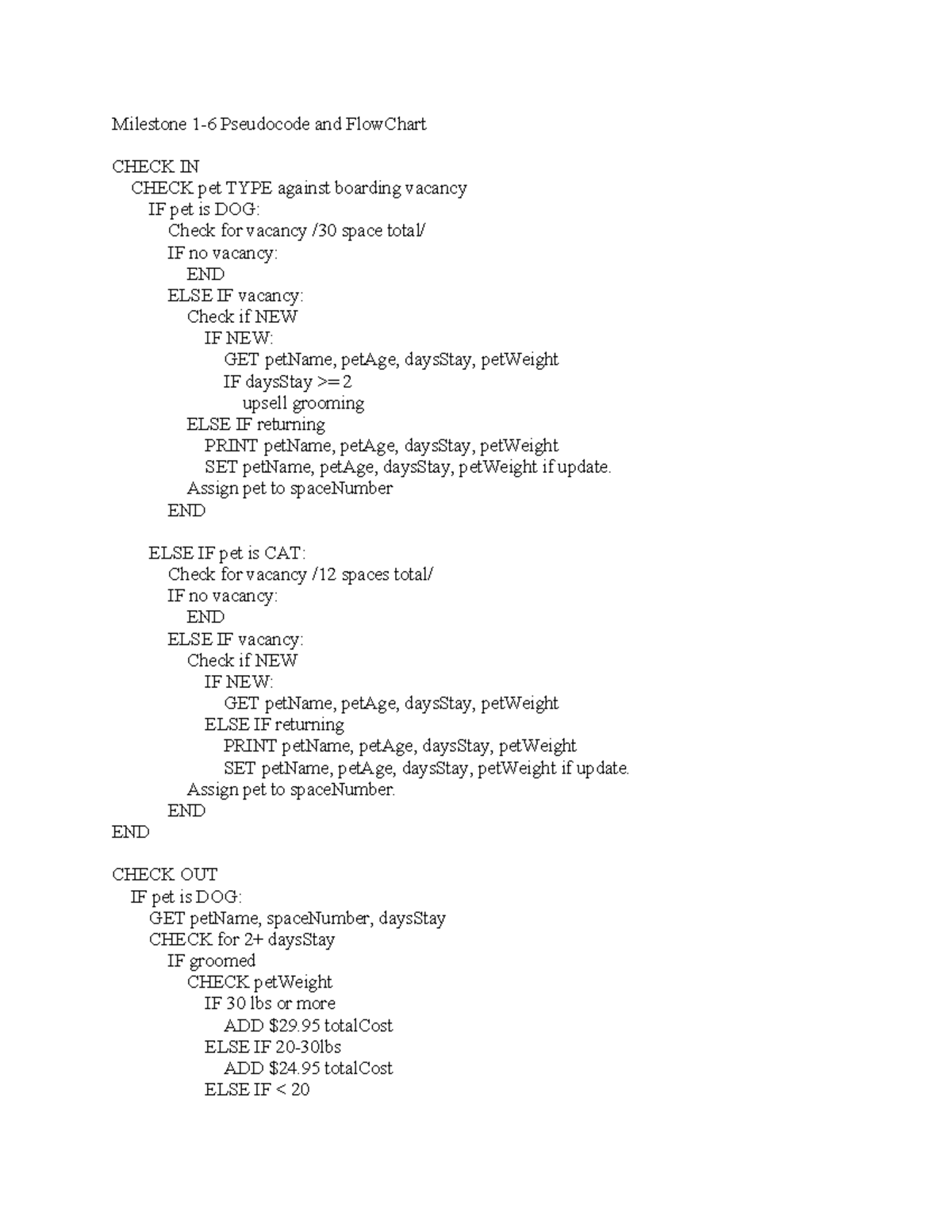 Milestone 1-6 Pseudocode and Flow Chart - Milestone 1-6 Pseudocode and ...