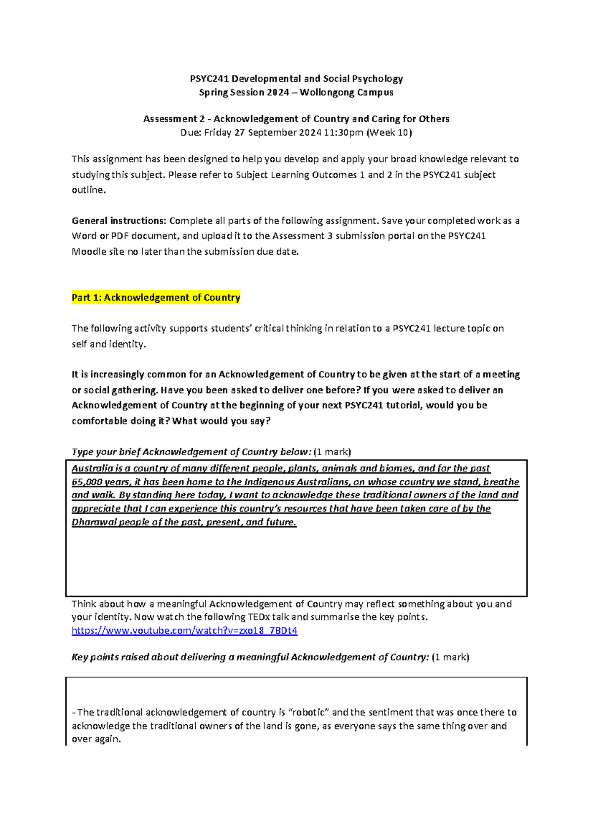 2024 PSYC241 Assessment 3 handout - PSYC241 Developmental and Social ...