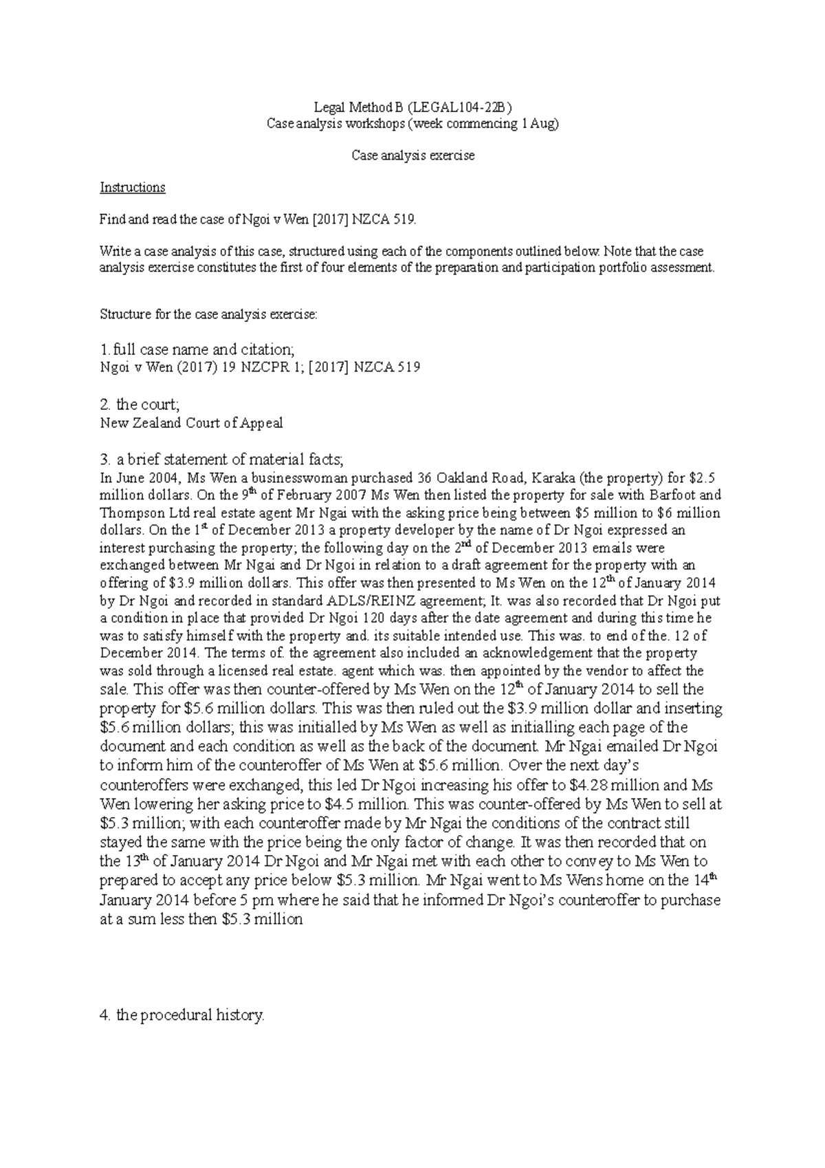 Case Analysis Exercise - Legal Method B (LEGAL104-22B) Case Analysis ...