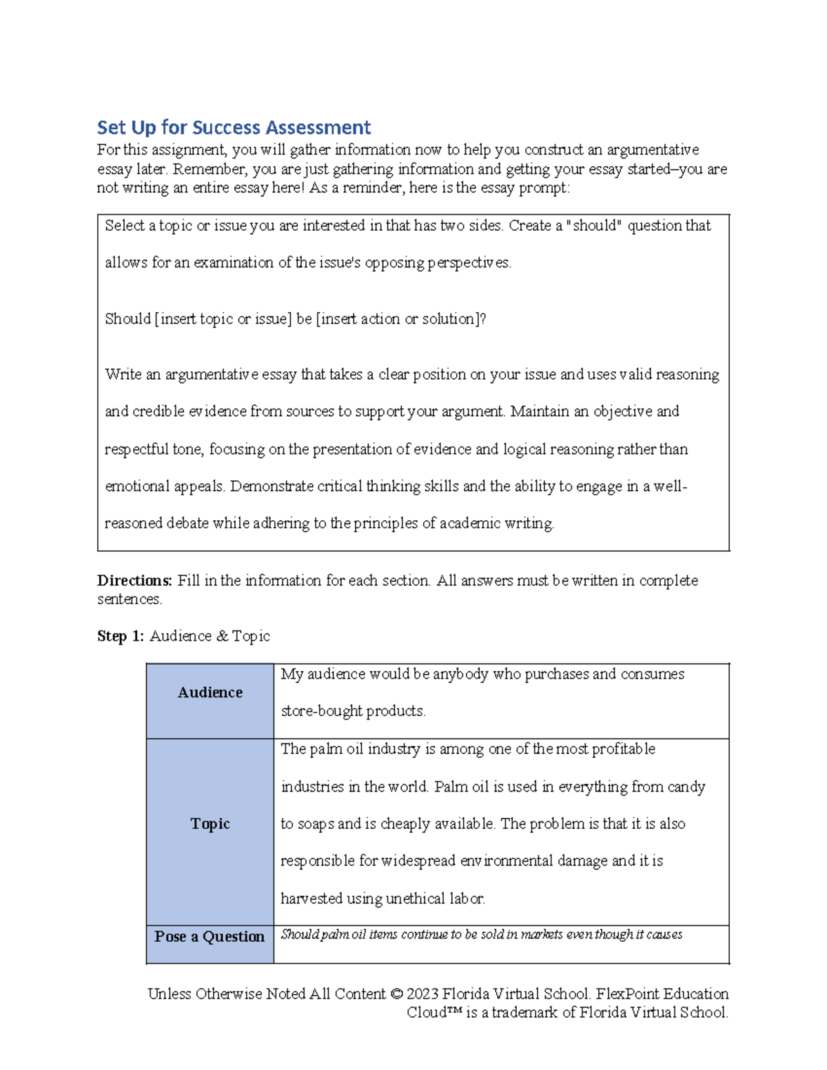 5.02 Set up for success - Assignment 5.02 from FLVS English Honors ...