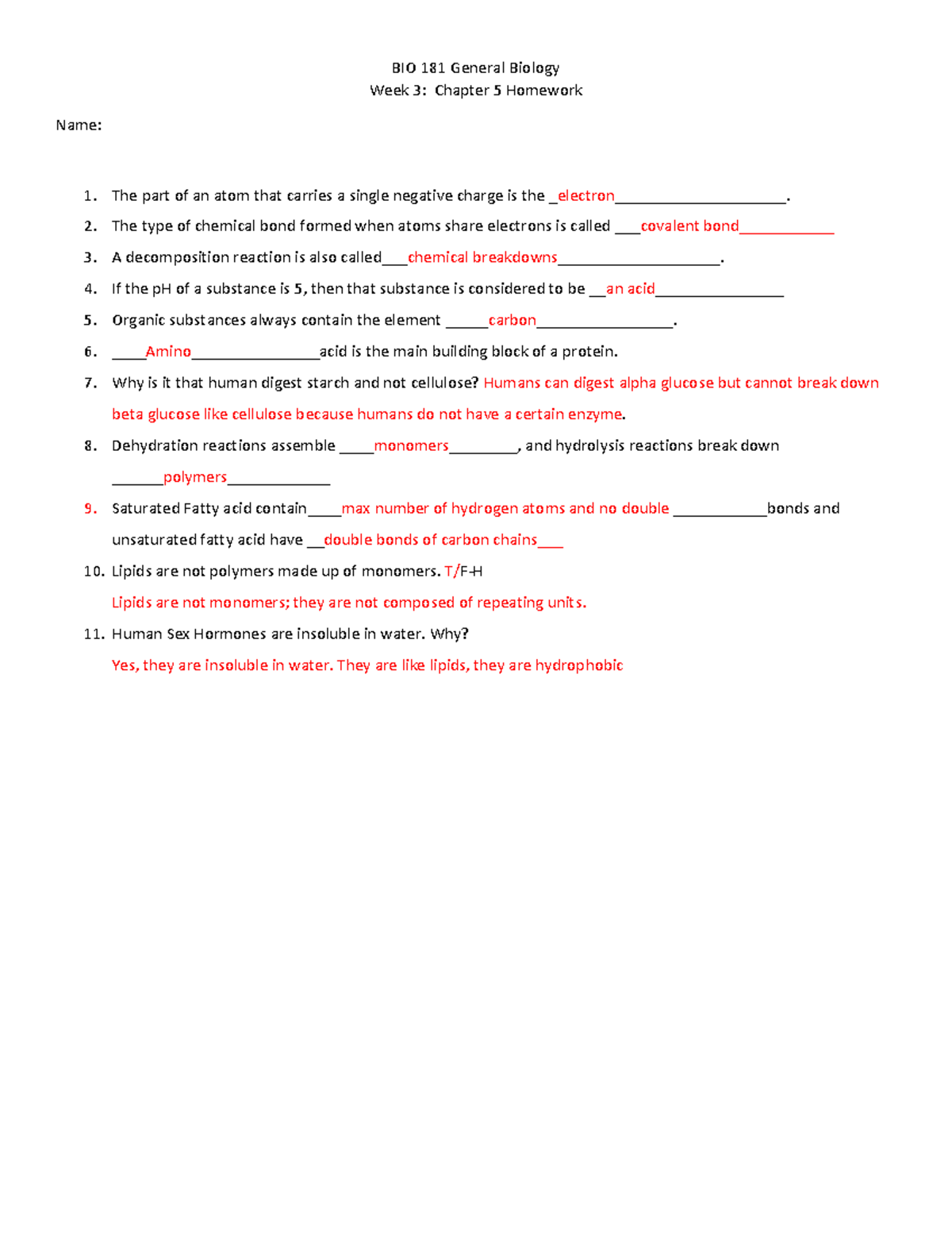 WEEK 3-HW-Ch 5-Identify Macromolecules - BIO 181 General Biology Week 3 ...