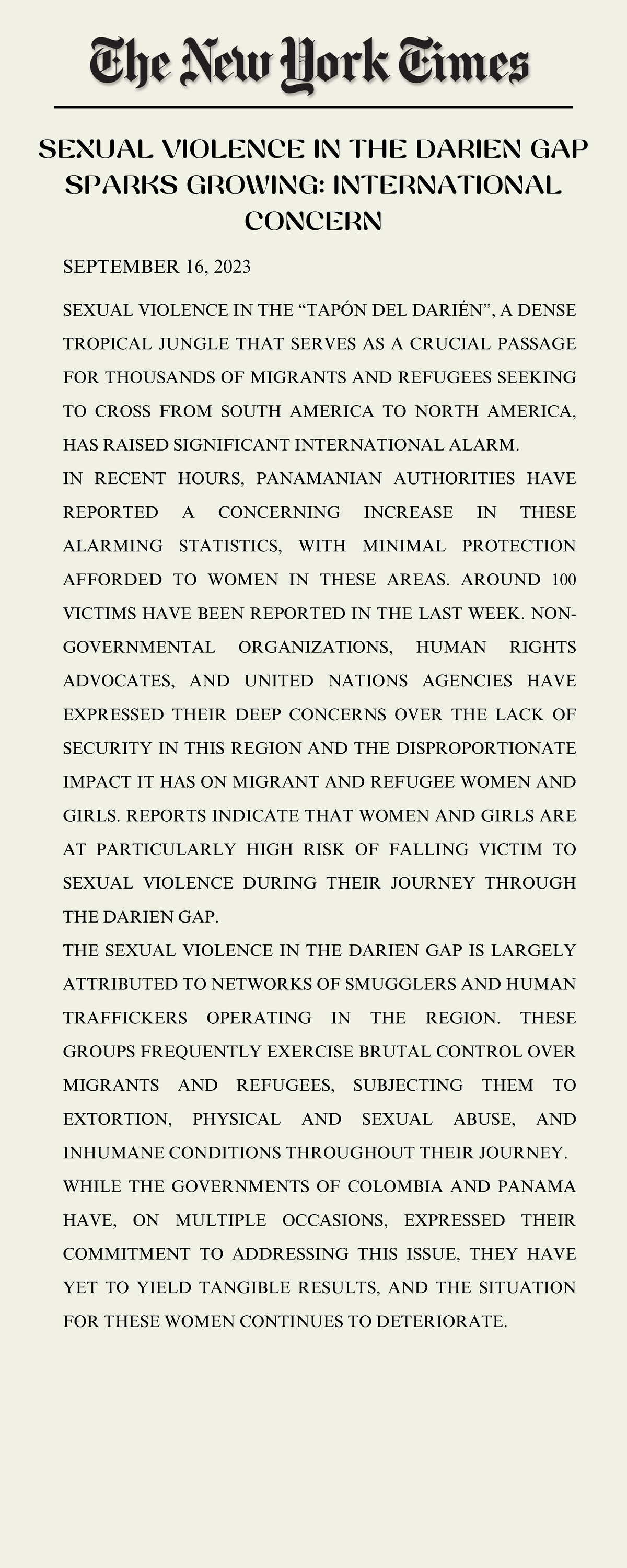 Sexual Violence in the Darien Gap Sparks Growing International Concern