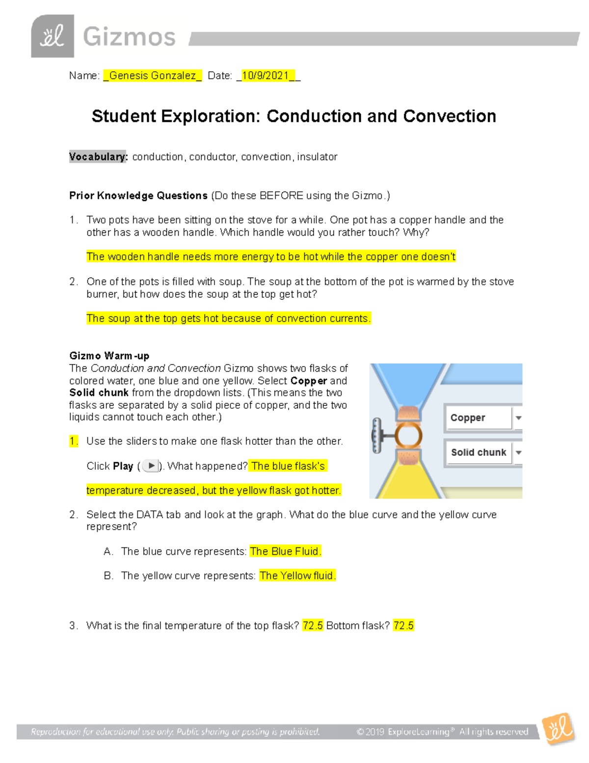 Gizmo Conduction Convection SE Hi My Name Is Sophia Name Genesis 