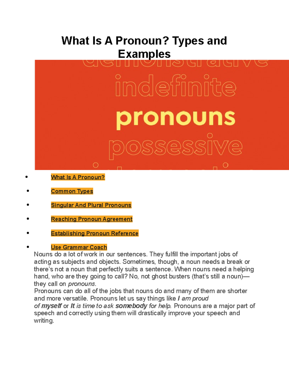 Pronoun - They fulfill the important jobs of acting as subjects and ...