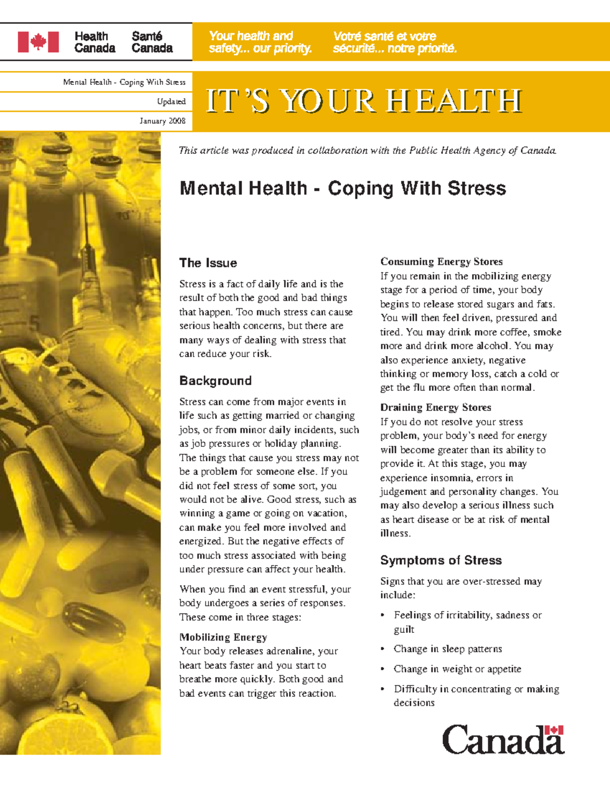 Health Canada - Coping With Stress - Mental Health Coping With Stress ...
