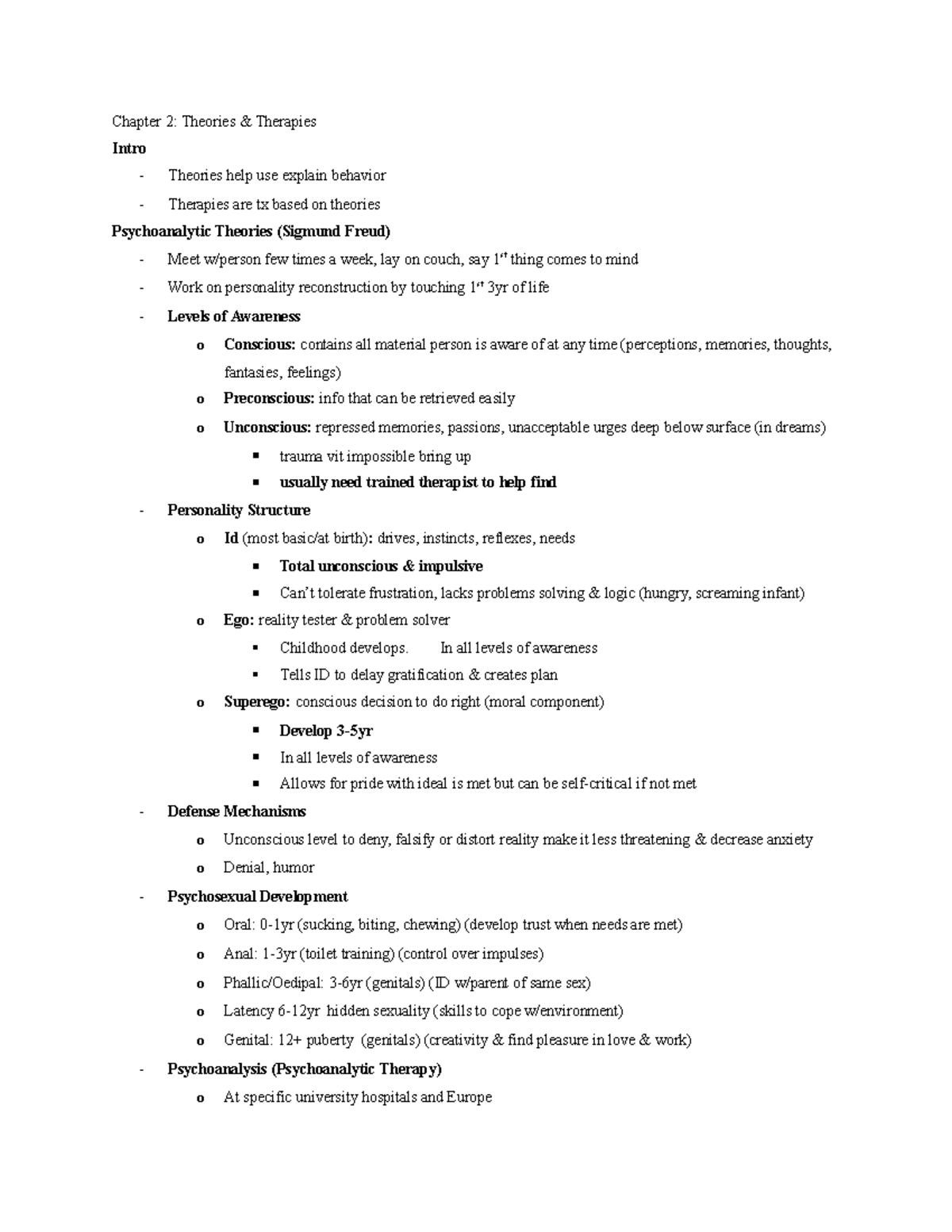 Ch 2 Theories And Therapies - Chapter 2: Theories & Therapies Intro ...