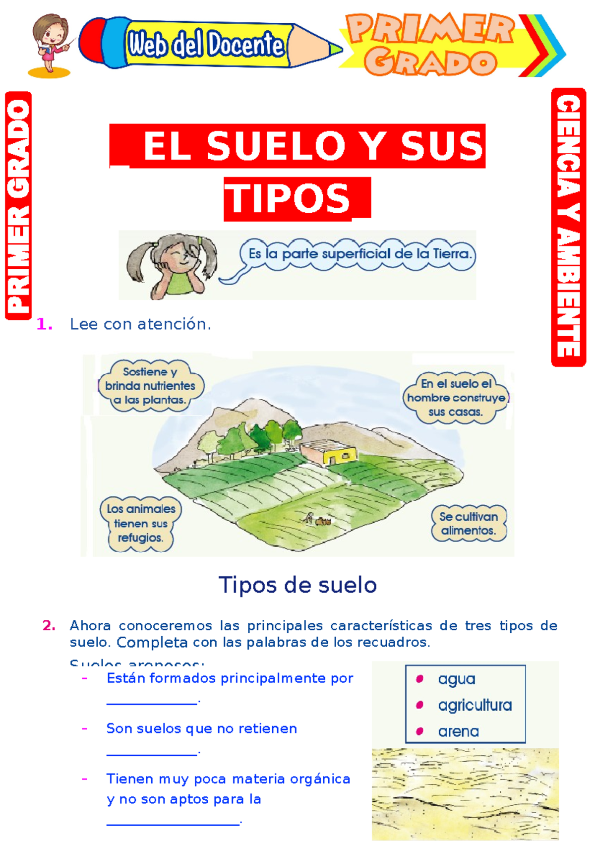 El suelo y sus tipos para Primer Grado de Primaria - Ciencia y Ambiente ...