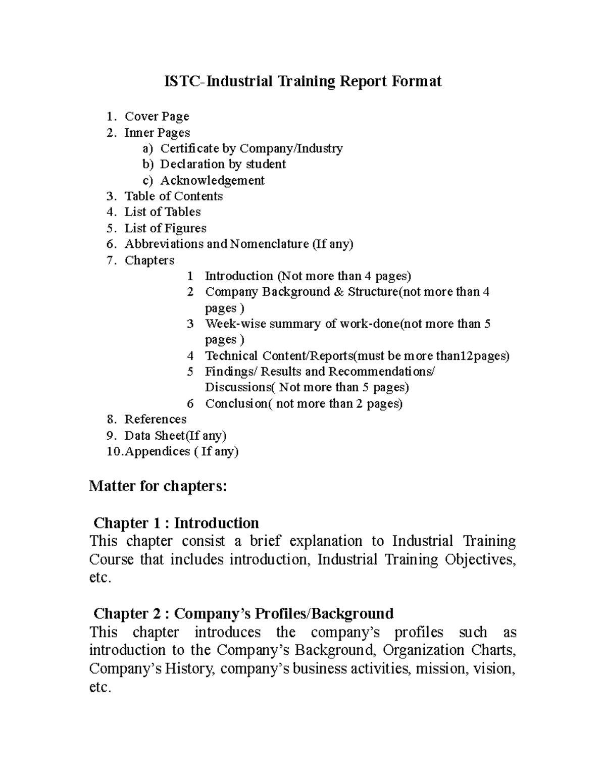 ISTC Industrial training report format final - ISTC-Industrial Training ...