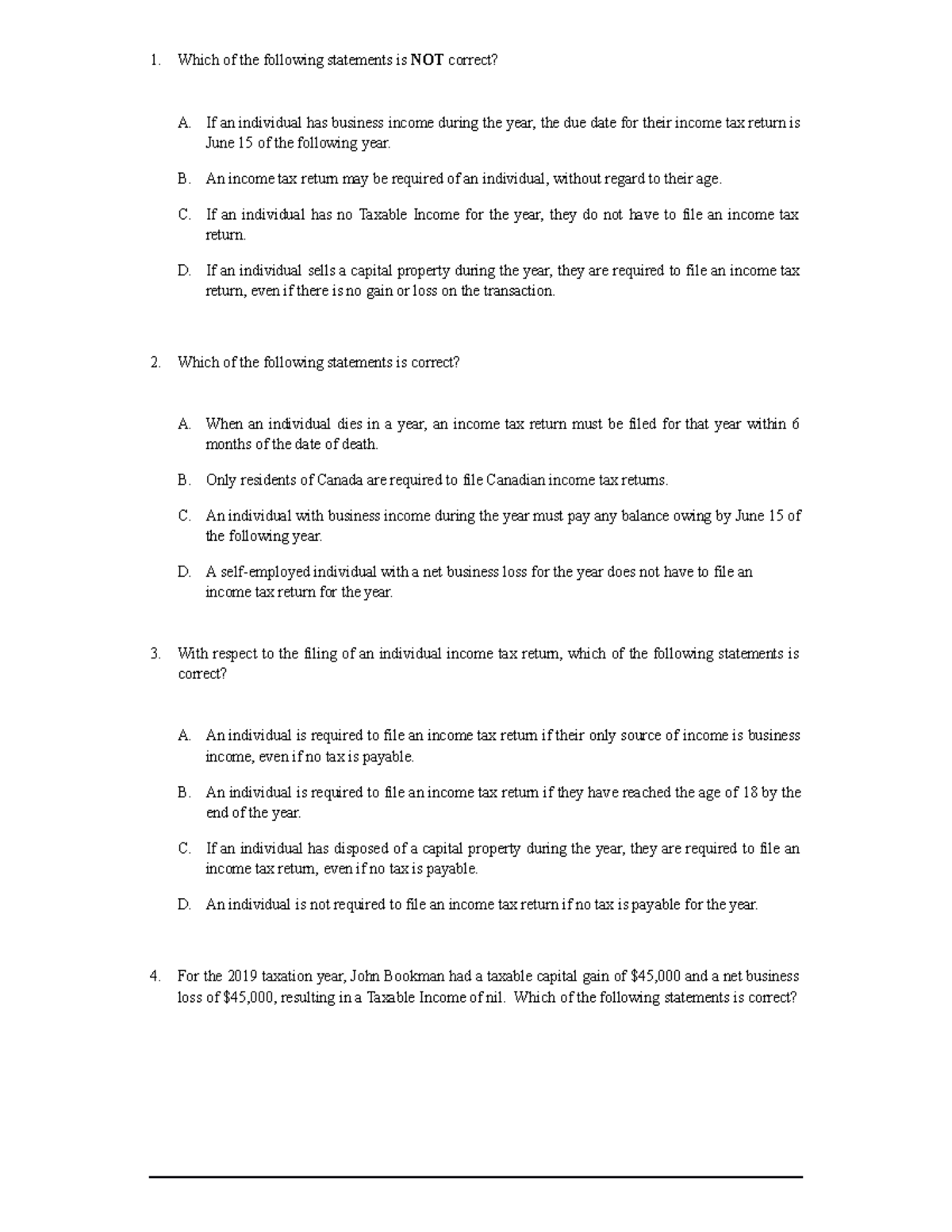 ACCT226 MCQ and Answer Chapter 2 1 Which of the following statements