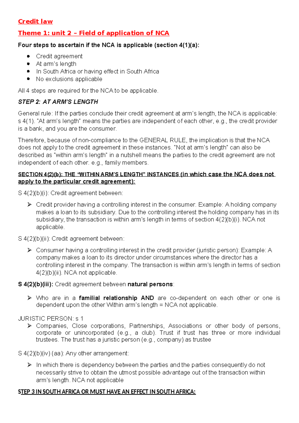 Credit law (1) (1) - Credit law Theme 1: unit 2 – Field of application ...