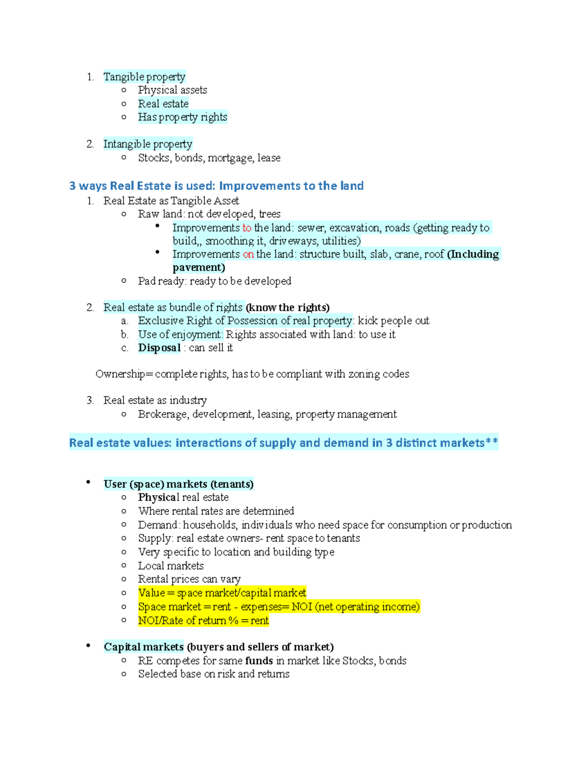 FI331 Chapter 1 Lecture notes from Dr. Tidwell's Class 1. Tangible