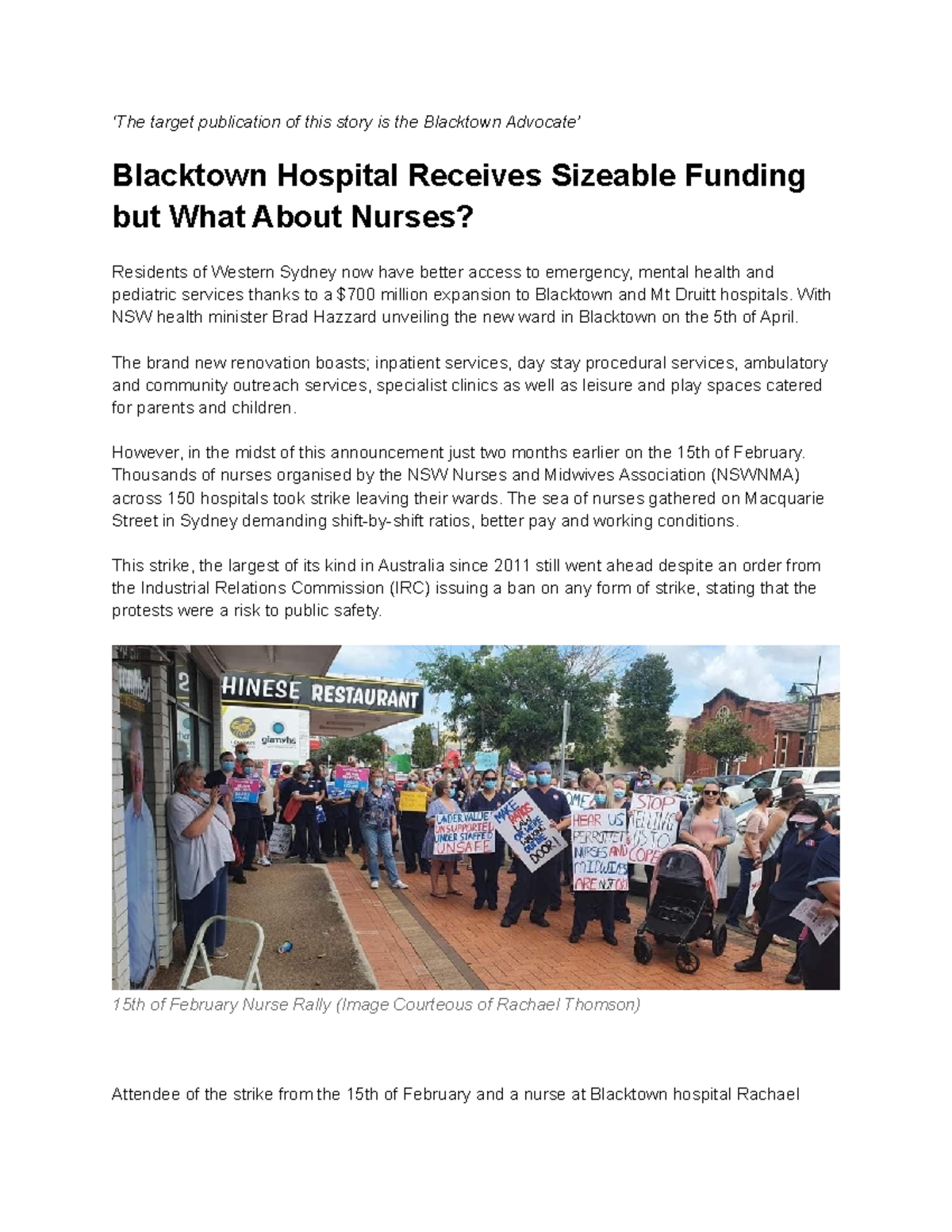 Blacktown Hospital Receives Sizeable Funding but What About Nurses