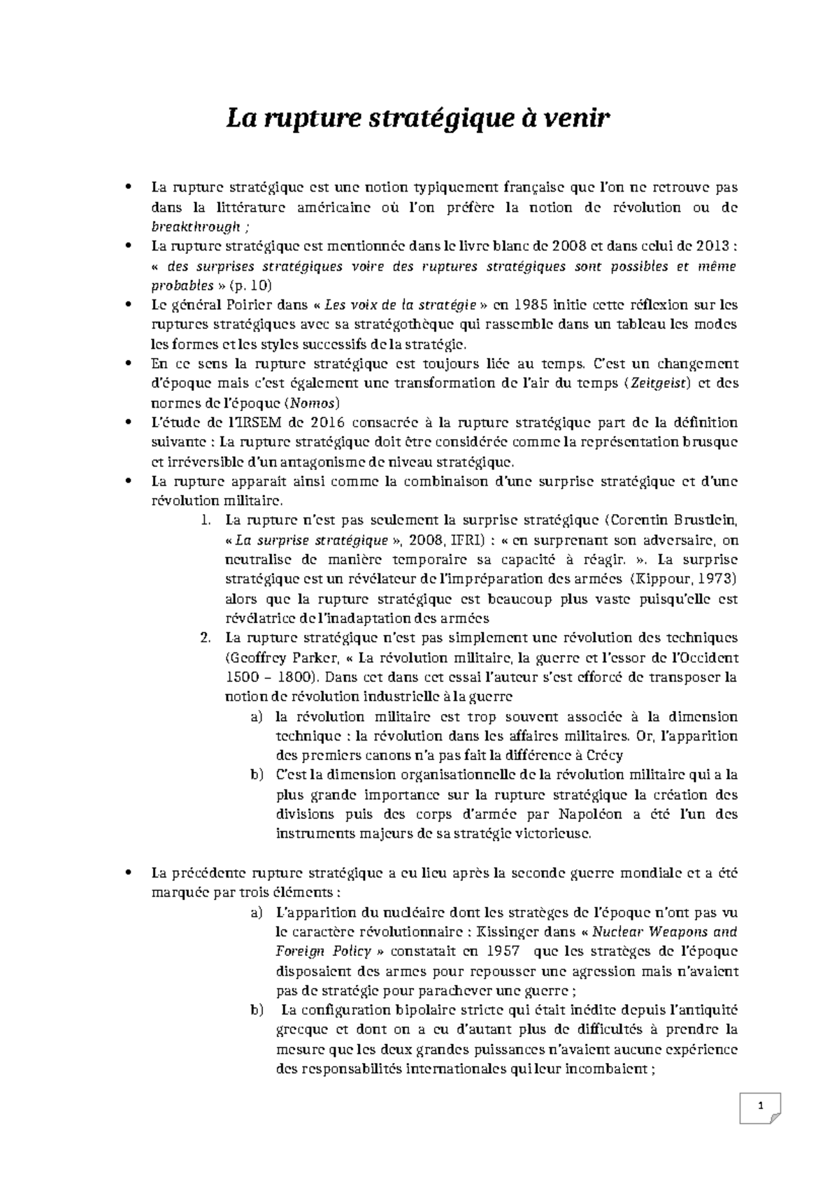 Conclusion La rupture stratégique à venir (Enregistré automatiquement ...