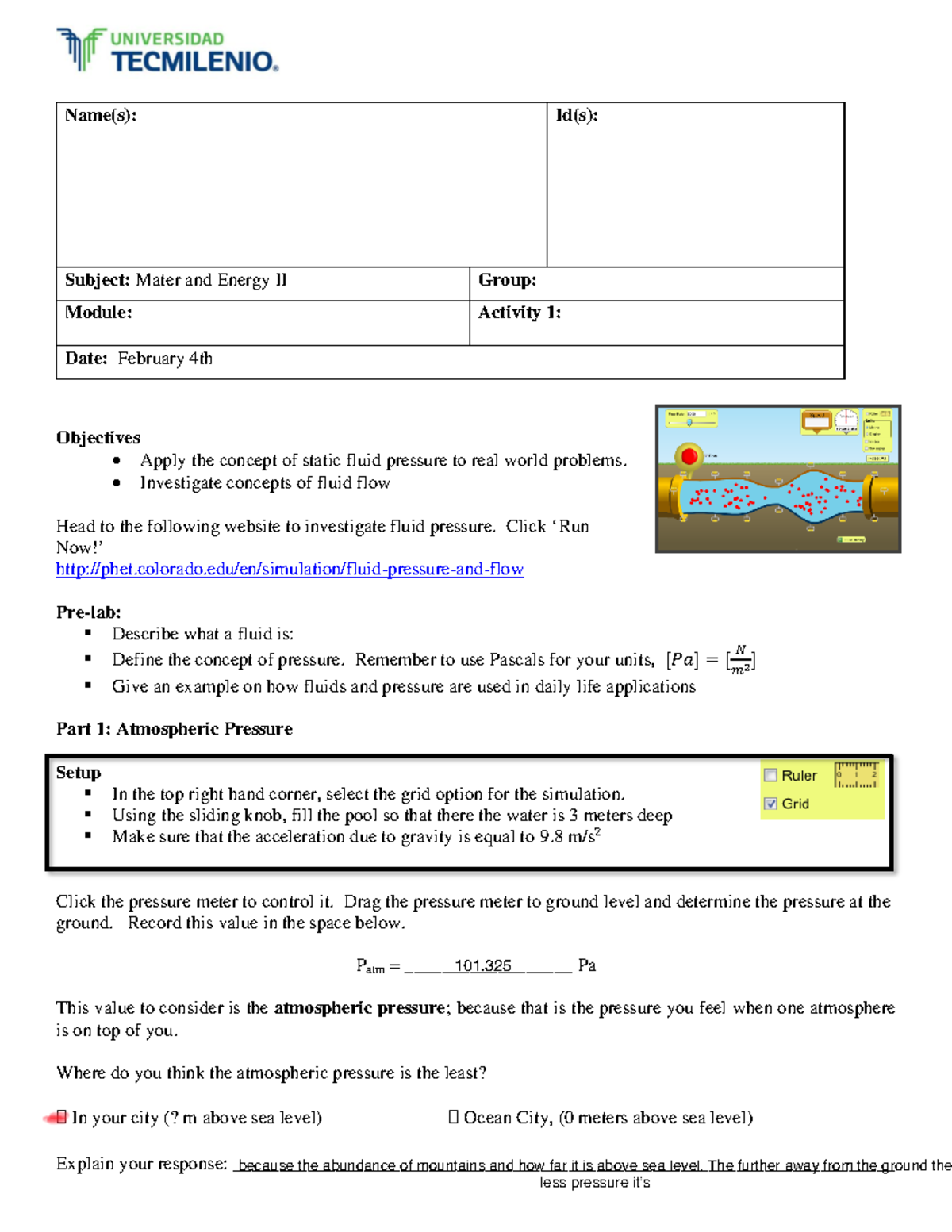 Activity+1 virtual - Name(s): Id(s): Subject: Mater and Energy II Group ...