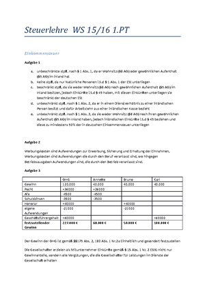 Steuerlehre - Zusammenfassung - Grundlagen Der Betrieblichen ...