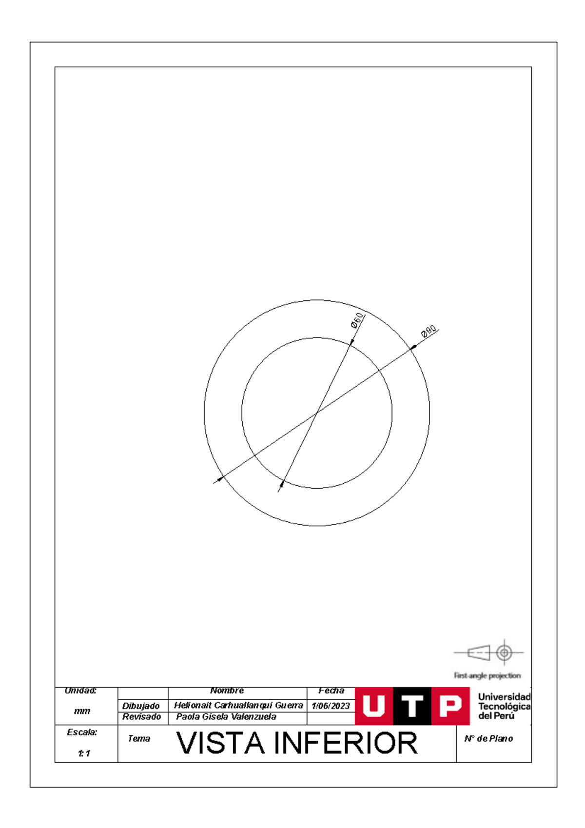 ISO(E 3) Dibujo 1 - Dibujo para Ingenieria - Unidad: mm Escala: 1: Tema ...