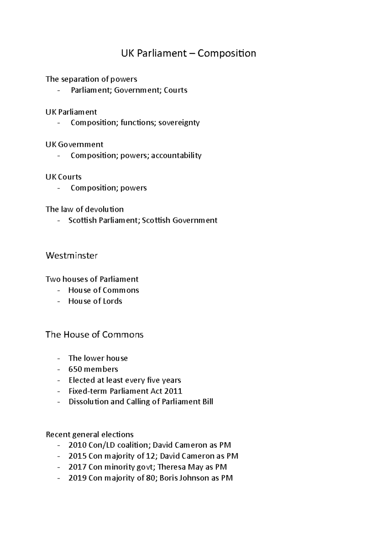 UK Parliament Composition UK Parliament Composition The