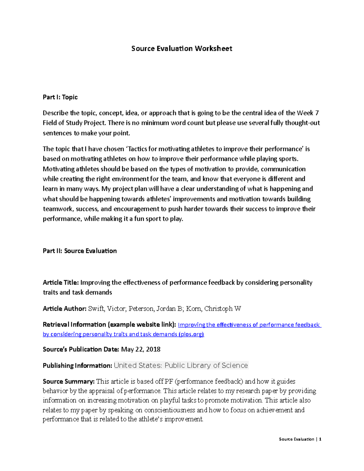 Jeremy Mitchell Week 4 Assignment Source Evaluation - Source Evaluation ...