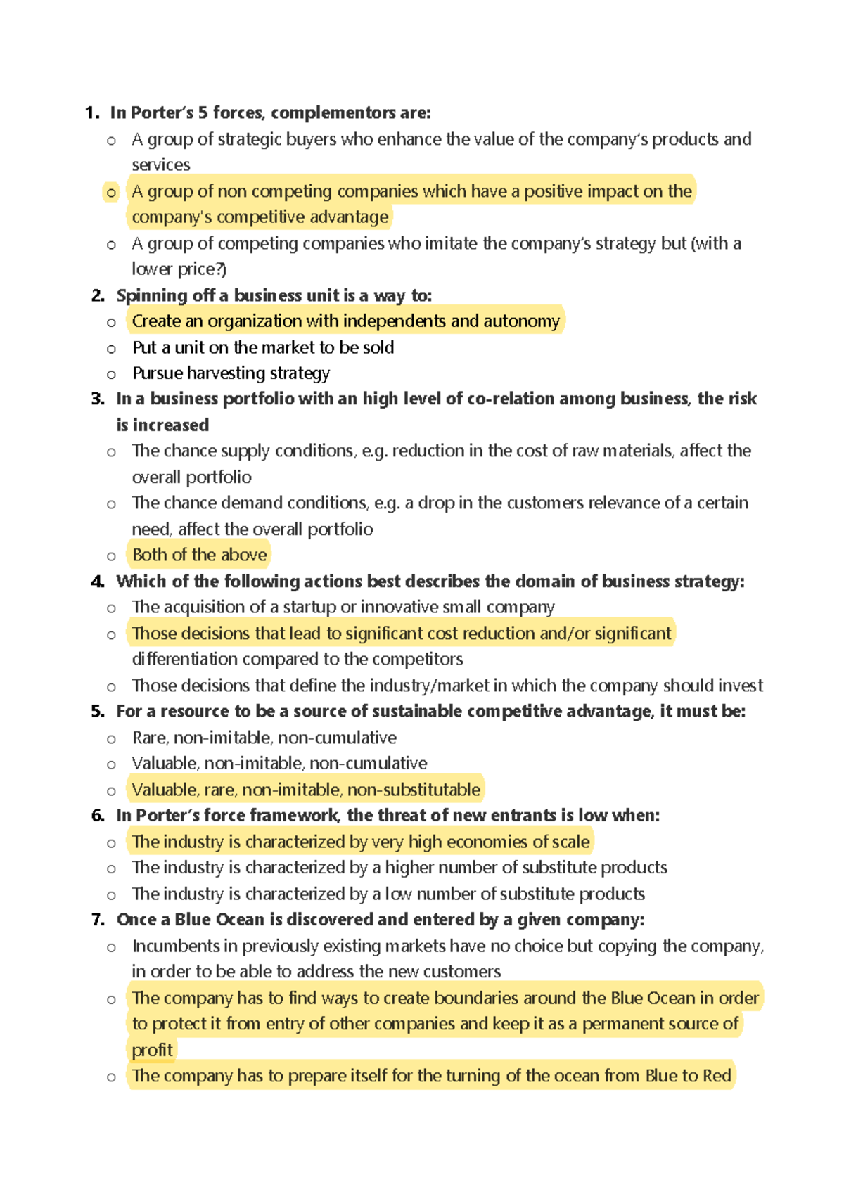 1st call ghezzi - In Porter’s 5 forces, complementors are: o A group of ...