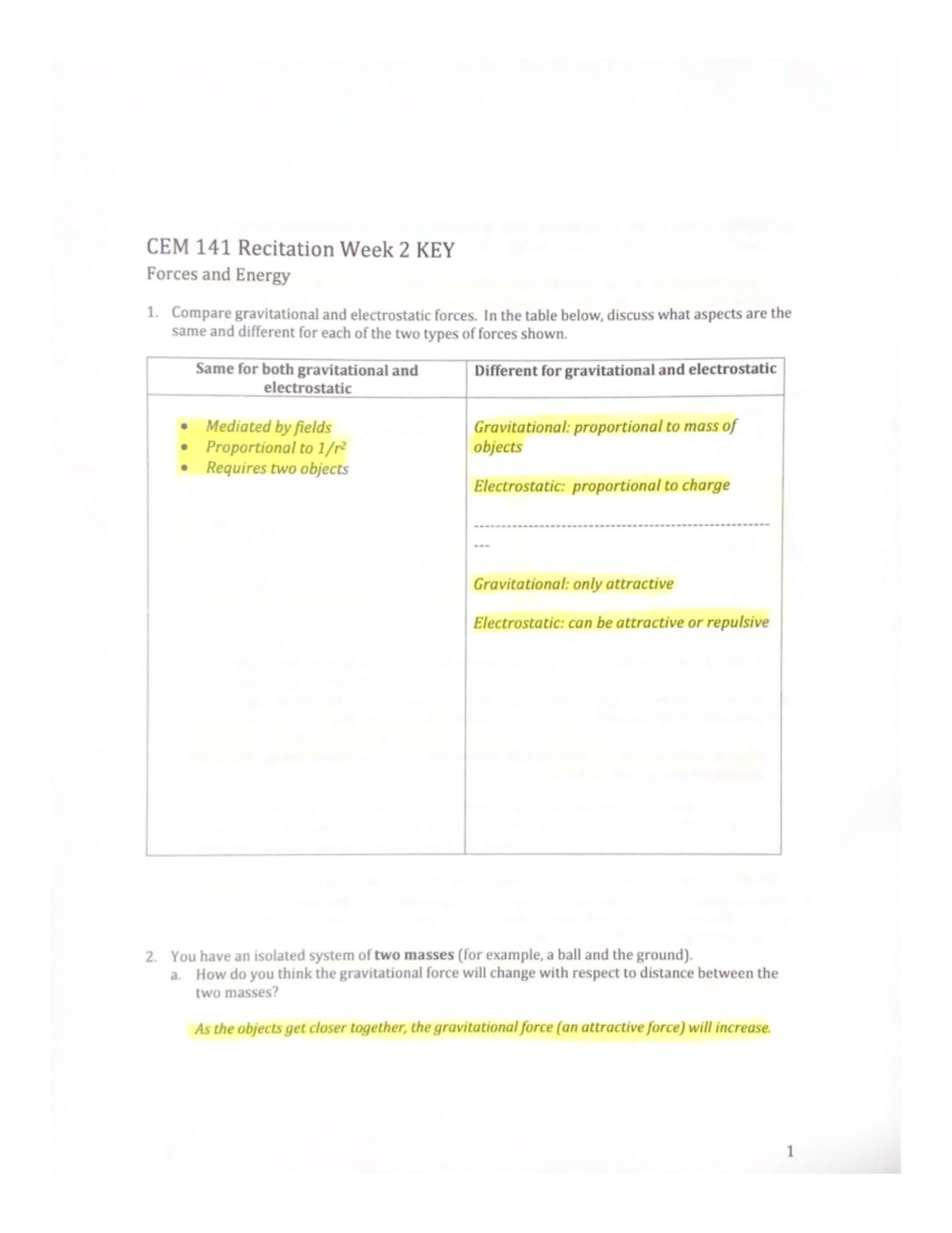 CEM 141 Recitation 2 - CEM 141 - CEM 141 - Studocu