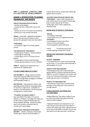 STS 1 - Chapter 1-3 - 1 - INTRODUCTION TO SCIENCE, TECHNOLOGY, AND ...