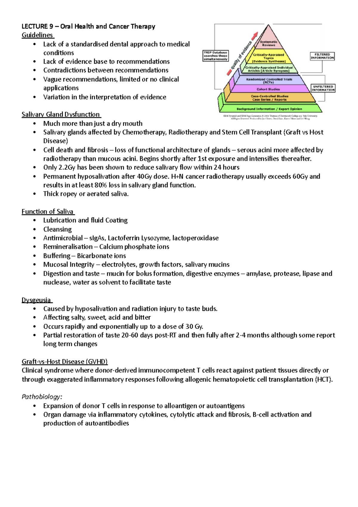 Lecture 9 - notani classification - LECTURE 9 – Oral Health and Cancer ...