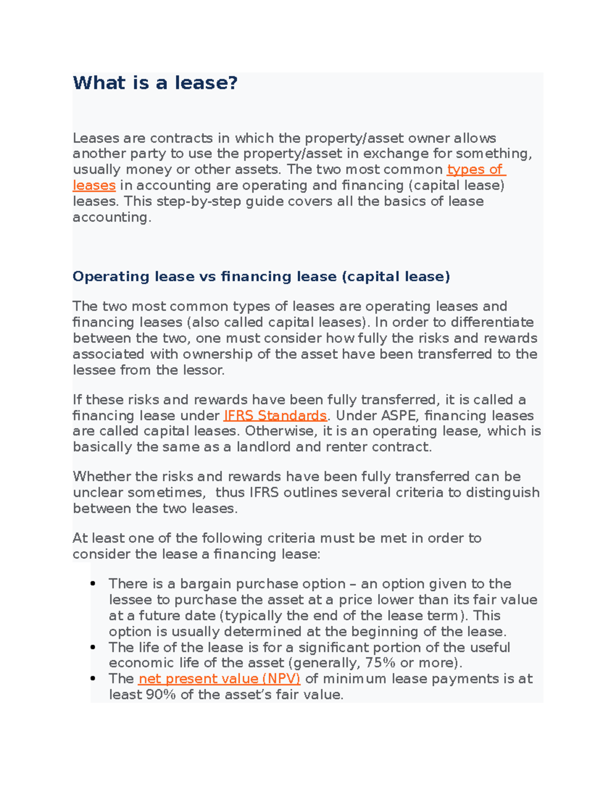 Lease Accounting Lecture notes 1 What is a lease? Leases are