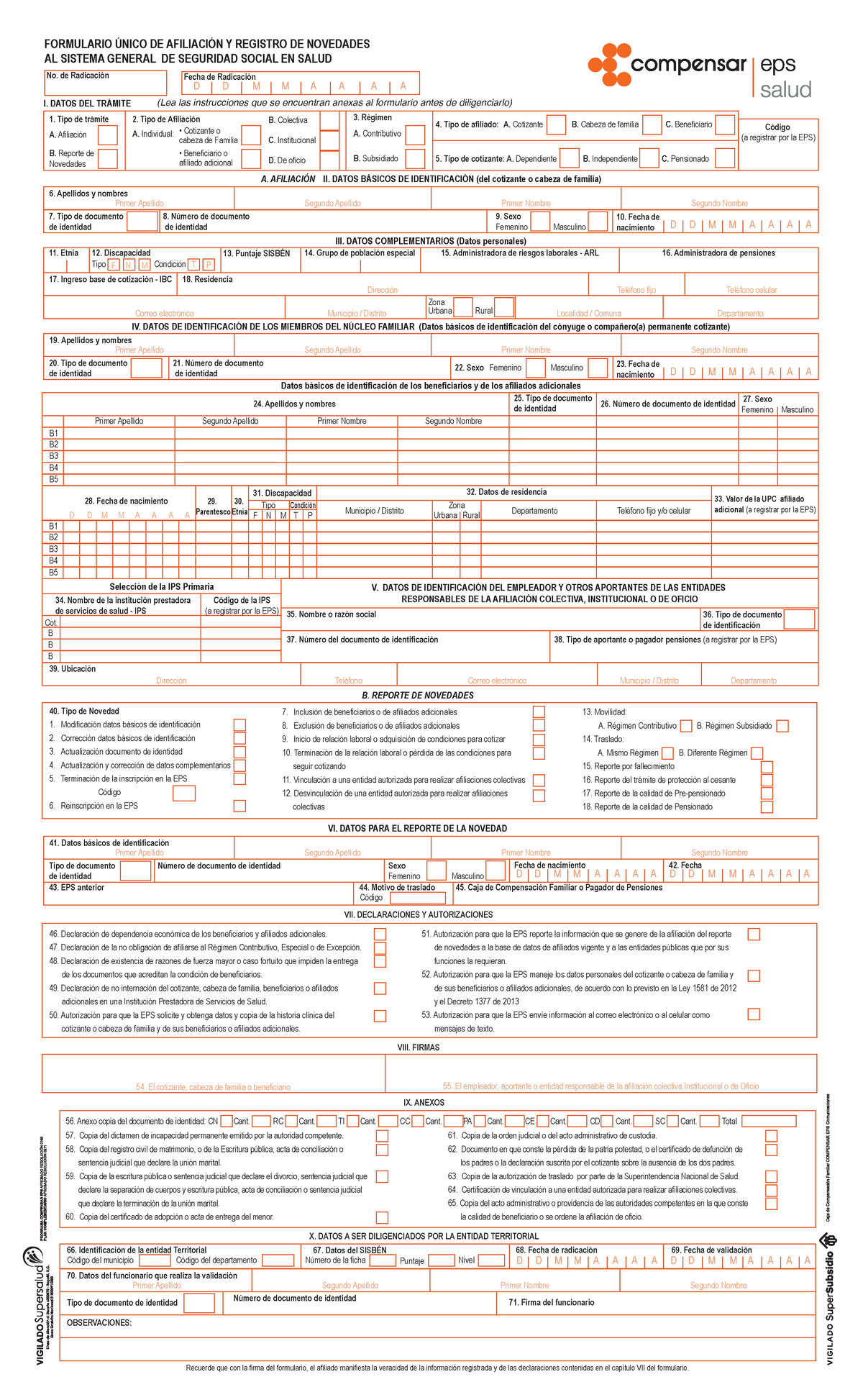 Formulario-unico-de-afiliacion Compensar - FORMULARIO ÚNICO DE ...