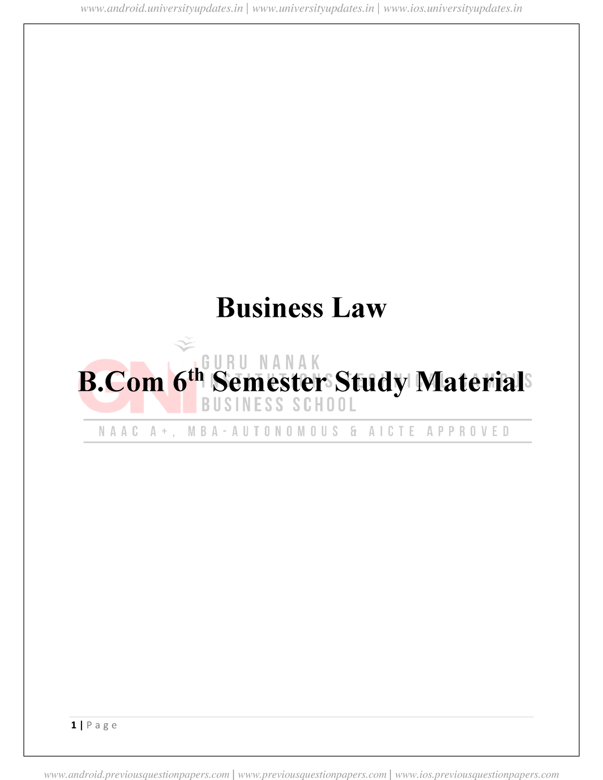 Business-Law - Imp - 1 | P A G E Business Law B 6 Th Semester Study ...