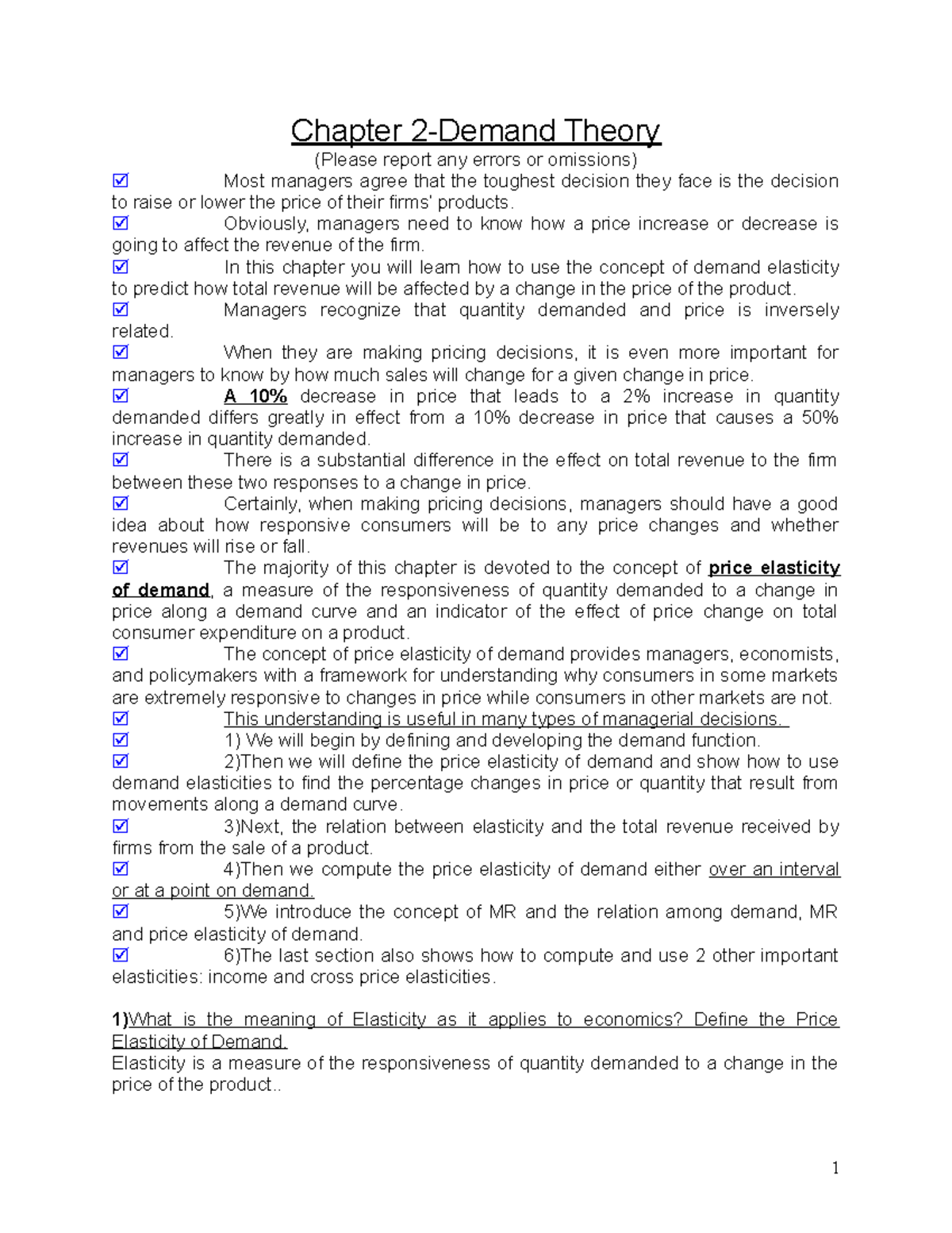 CH. 2 - Demand Theory - Chapter 2-Demand Theory (Please report any ...