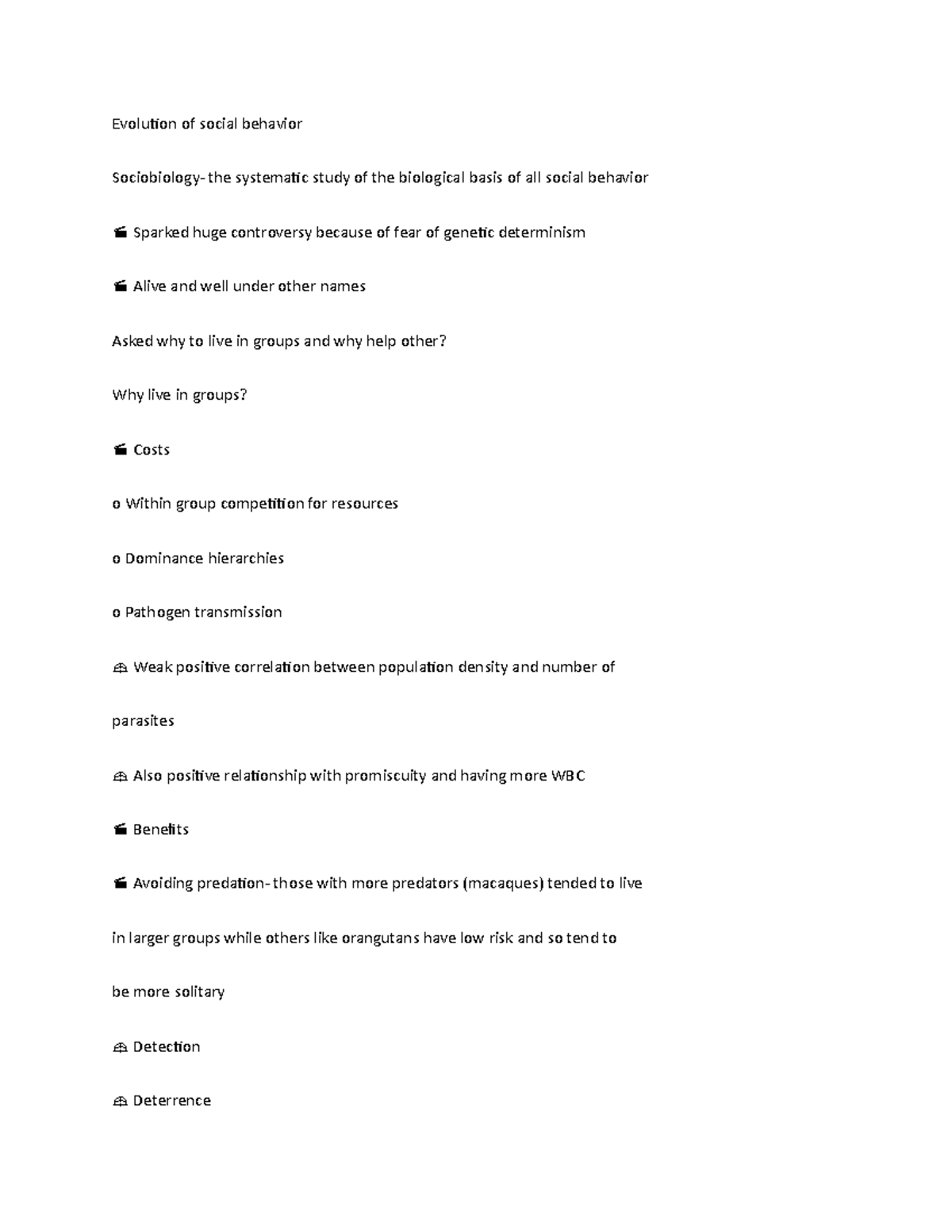 Evolution of social behavior Notes - Evolution of social behavior ...