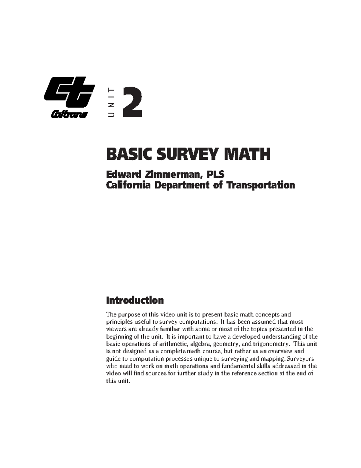 02 - happy learning - U N I T 2 BASIC SURVEY MATH Edward Zimmerman, PLS ...