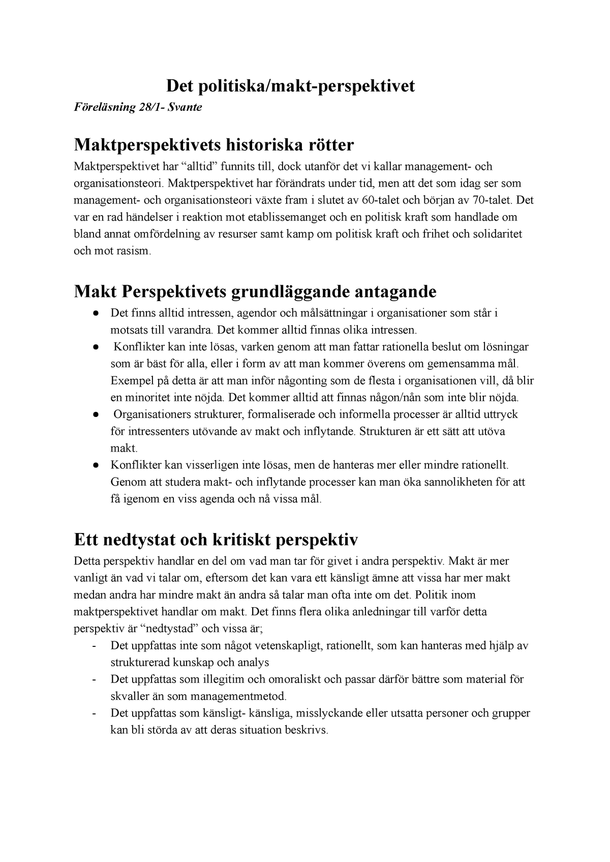 Fördjupning Maktperspektivet, Mycket Och Tydliga Anteckningar. - Det ...