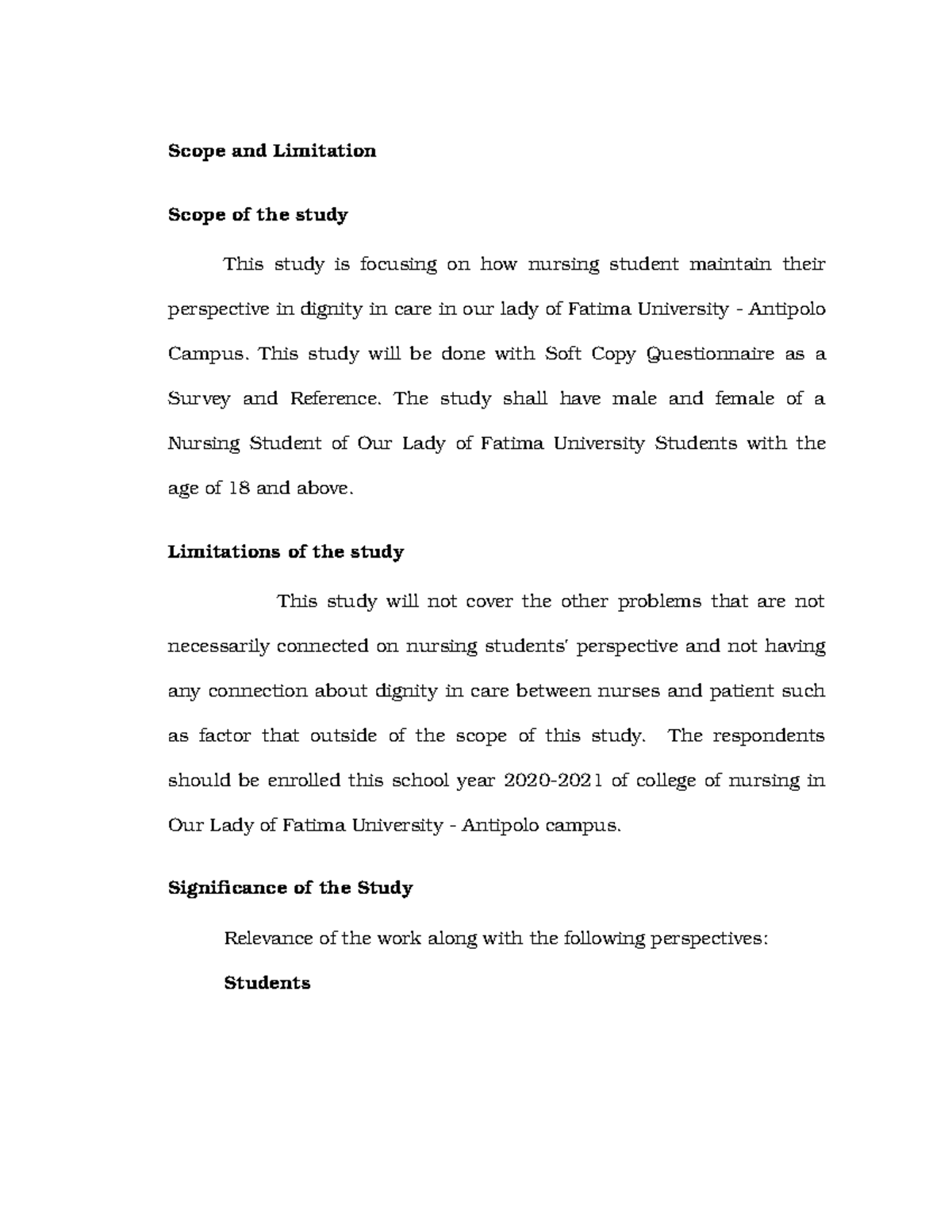 how to make scope and limitation of the study in thesis