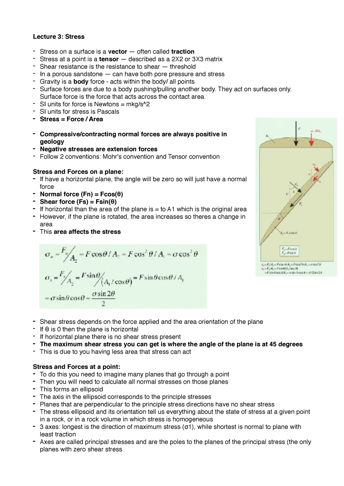 Lecture 3 - structural geology course notes - Lecture 3: Stress ...