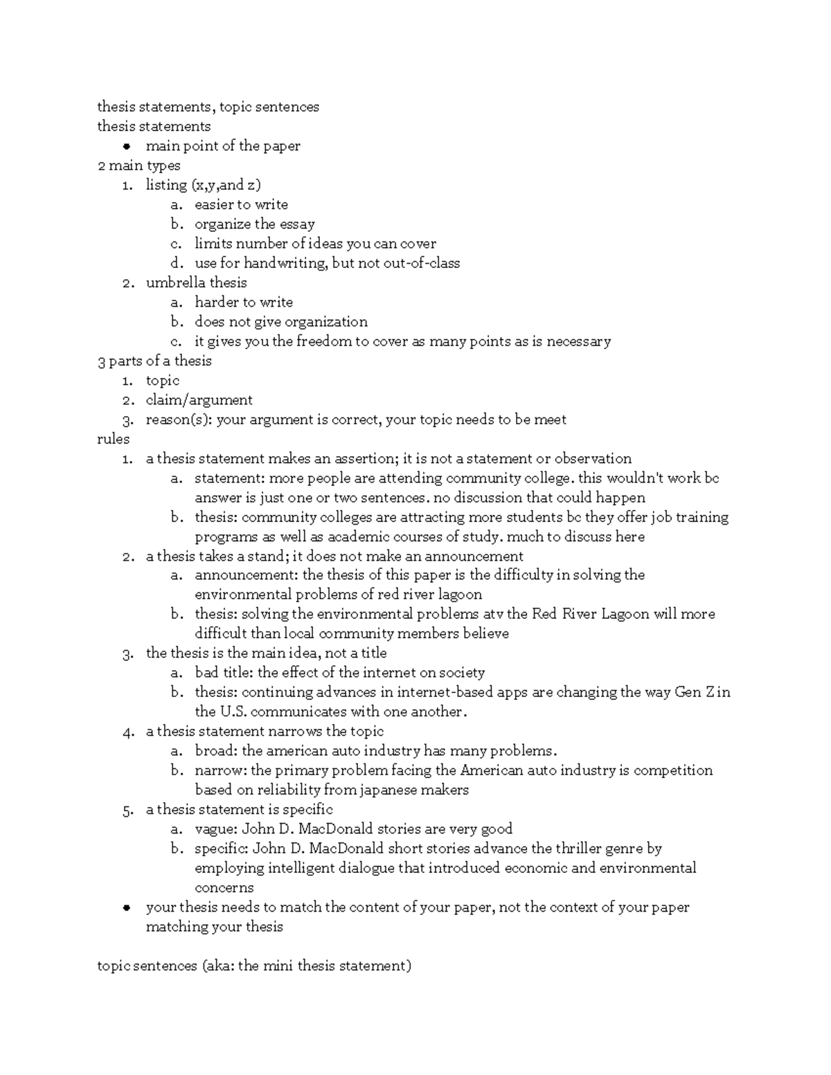 English thesis statements - ENG101 - CSUF - Studocu