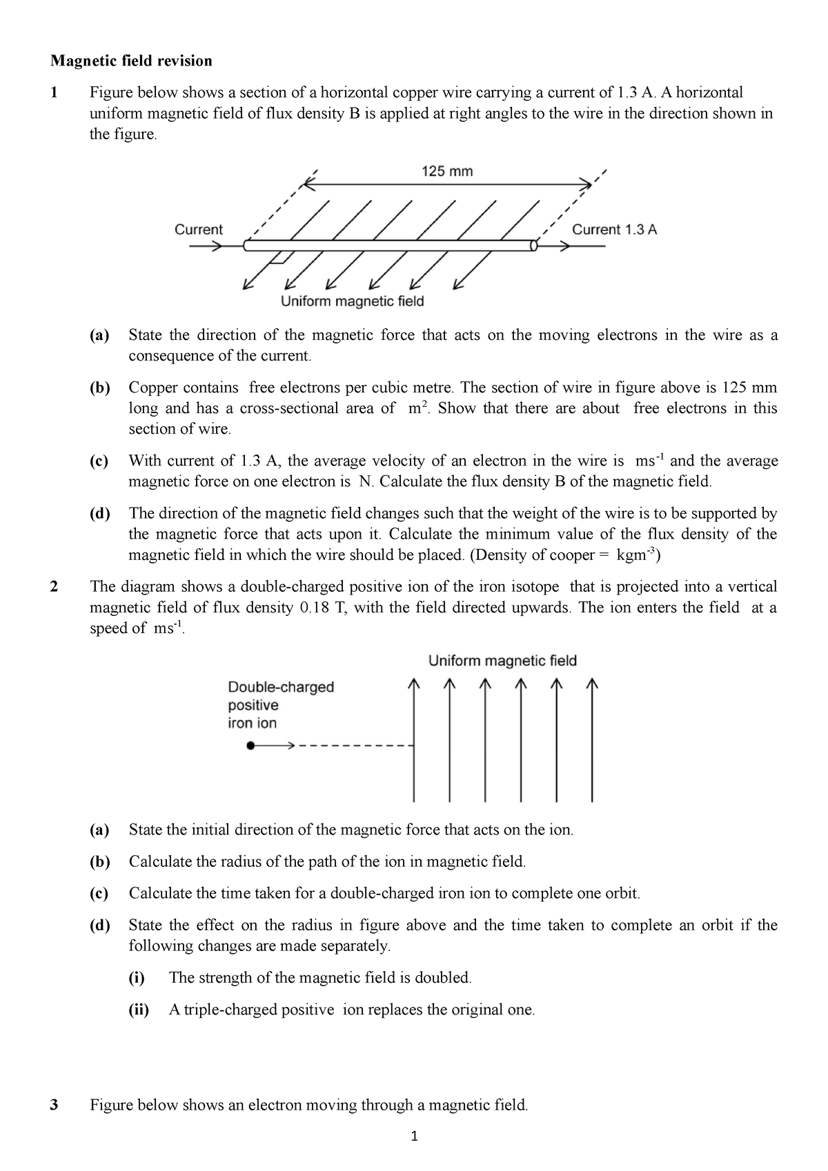 Magnetic field revision - A horizontal uniform magnetic field of flux ...