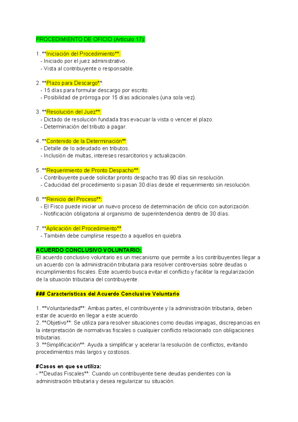 Procedimiento - PROCED - PROCEDIMIENTO DE OFICIO (Artículo 17 ...