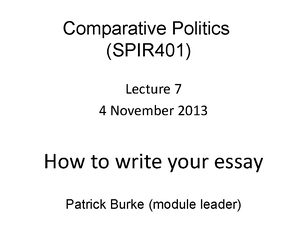 UK - 1 - Lecture note Week 10 - COMPARATIVE POLITICS Lecture 1 ...