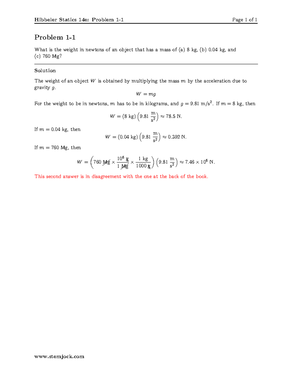 Hibbeler S 14e Ch1p1 - Hibbeler Statics 14e: Problem 1-1 Page 1 Of 1 ...