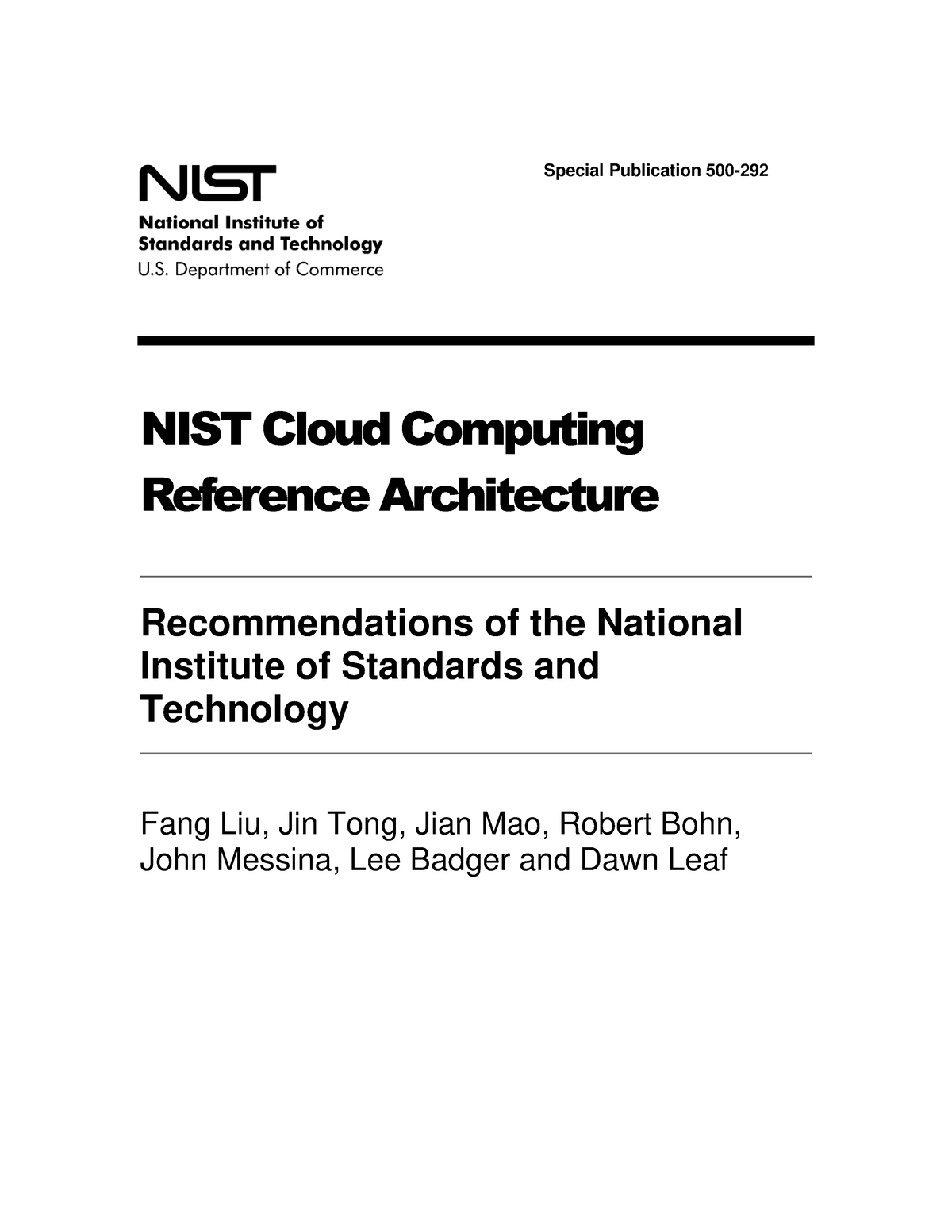 NIST Cloud Computing Architecture - NIST Cloud Computing Reference ...