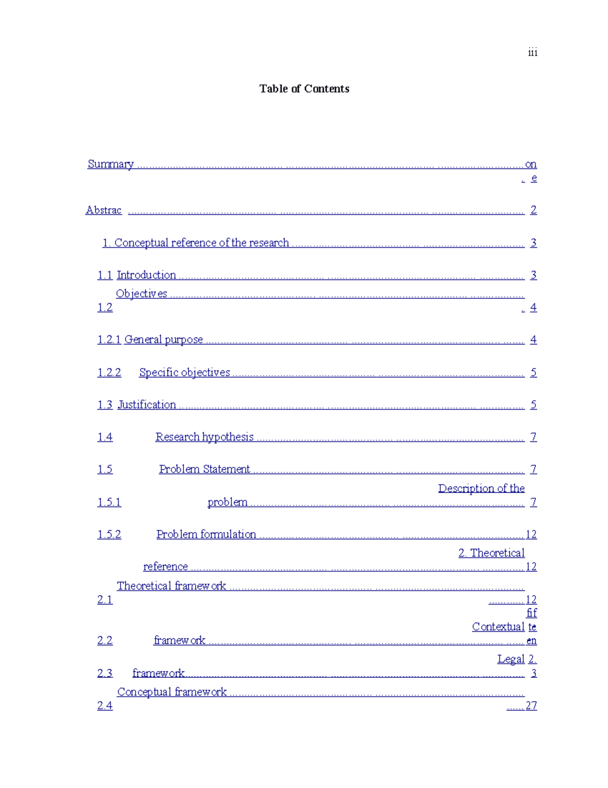 Feasibility OF A Fabric Factory Company - iii Table of Contents Summary ...