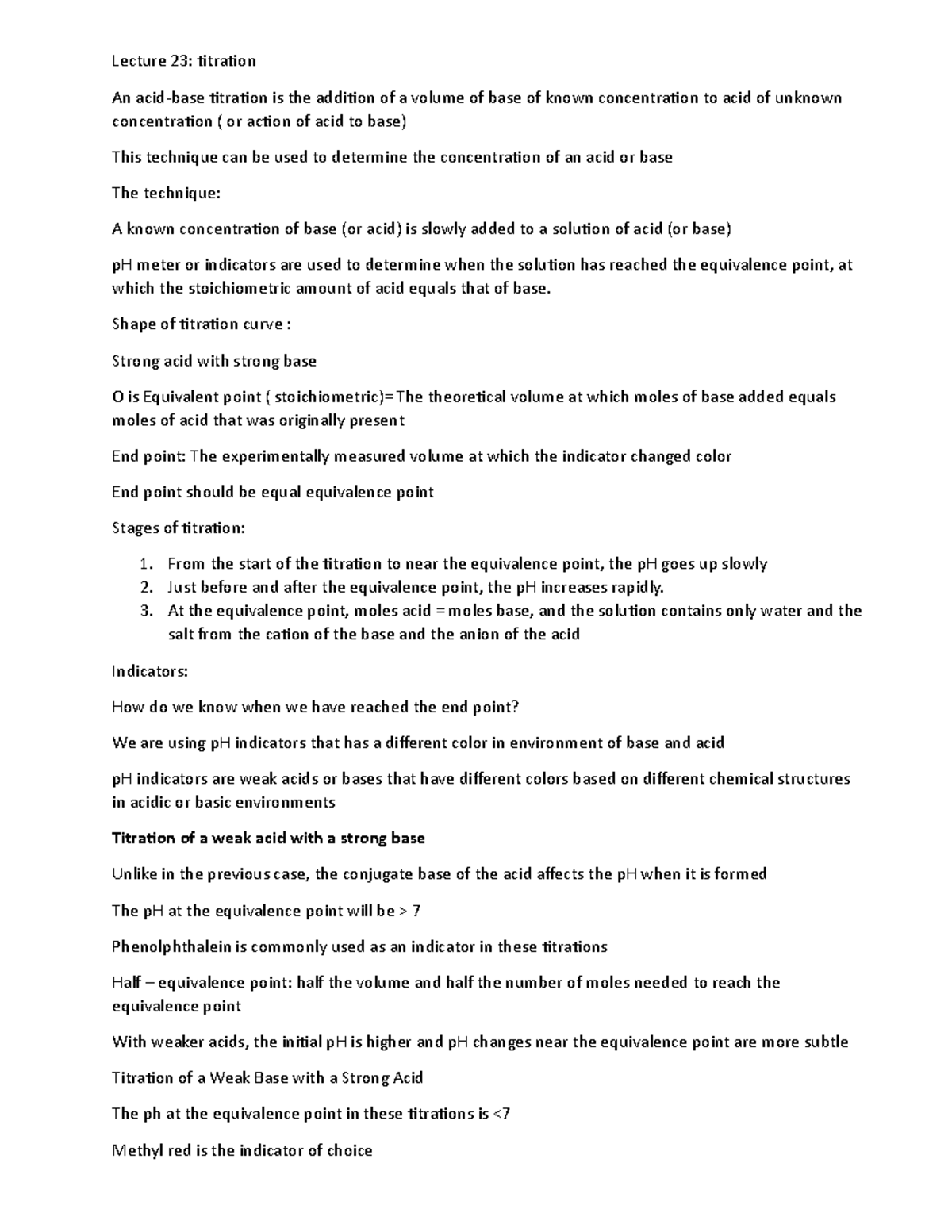 Lecture 23 Lecture 23 titration An acidbase titration is the