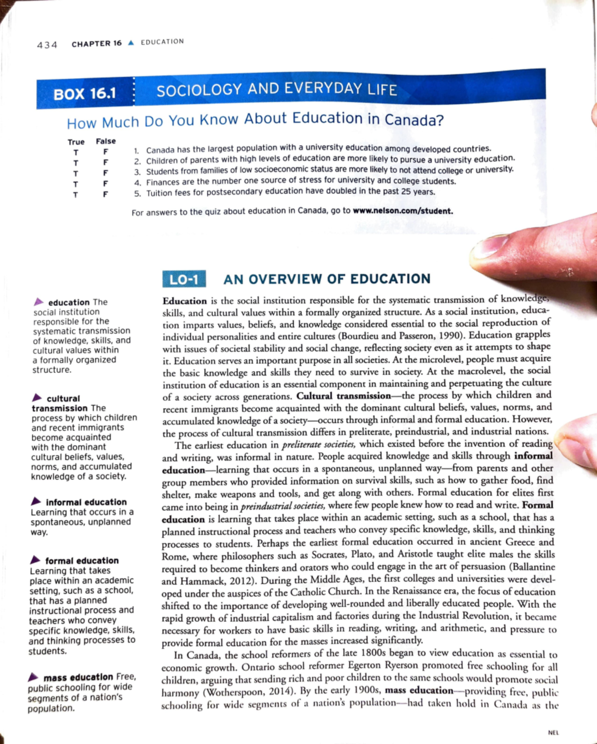 Soci exam prep 3 - other - 4 3 4 CHAPTER 16 A EDU C AT I O N . BOX 16 ...