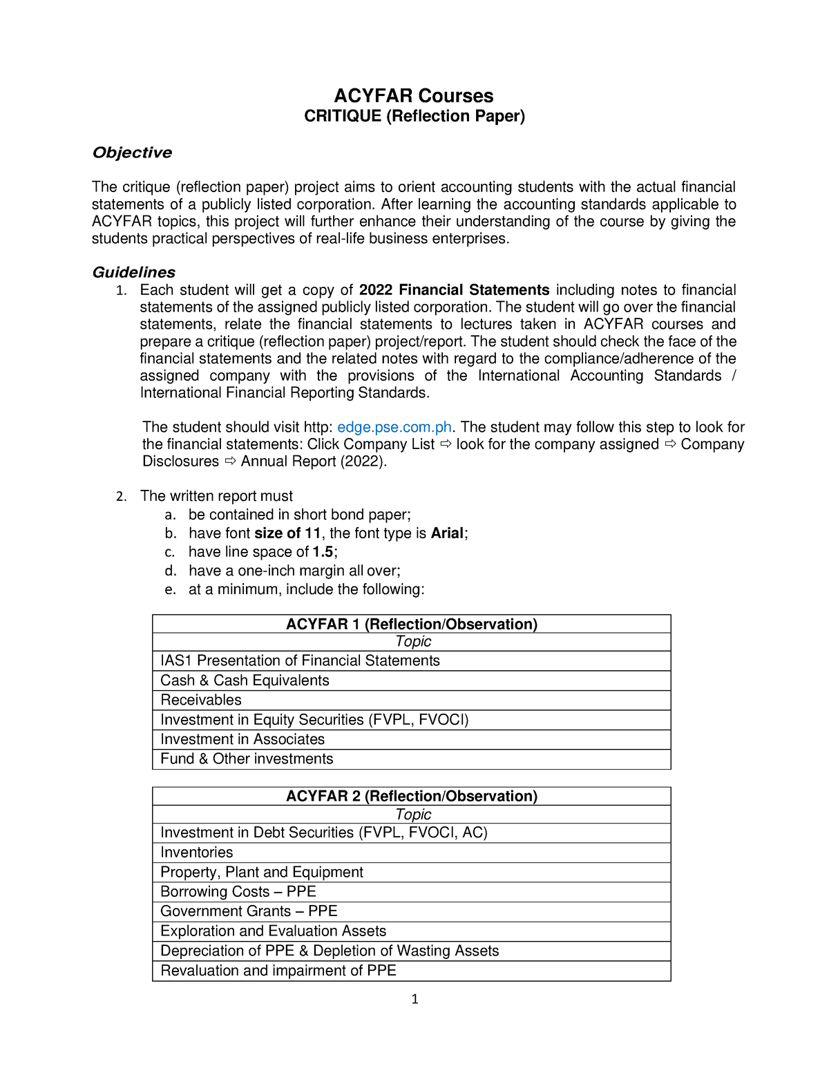 Acyfar Critique writing guidelines T3 AY2022-2023 - Financial ...