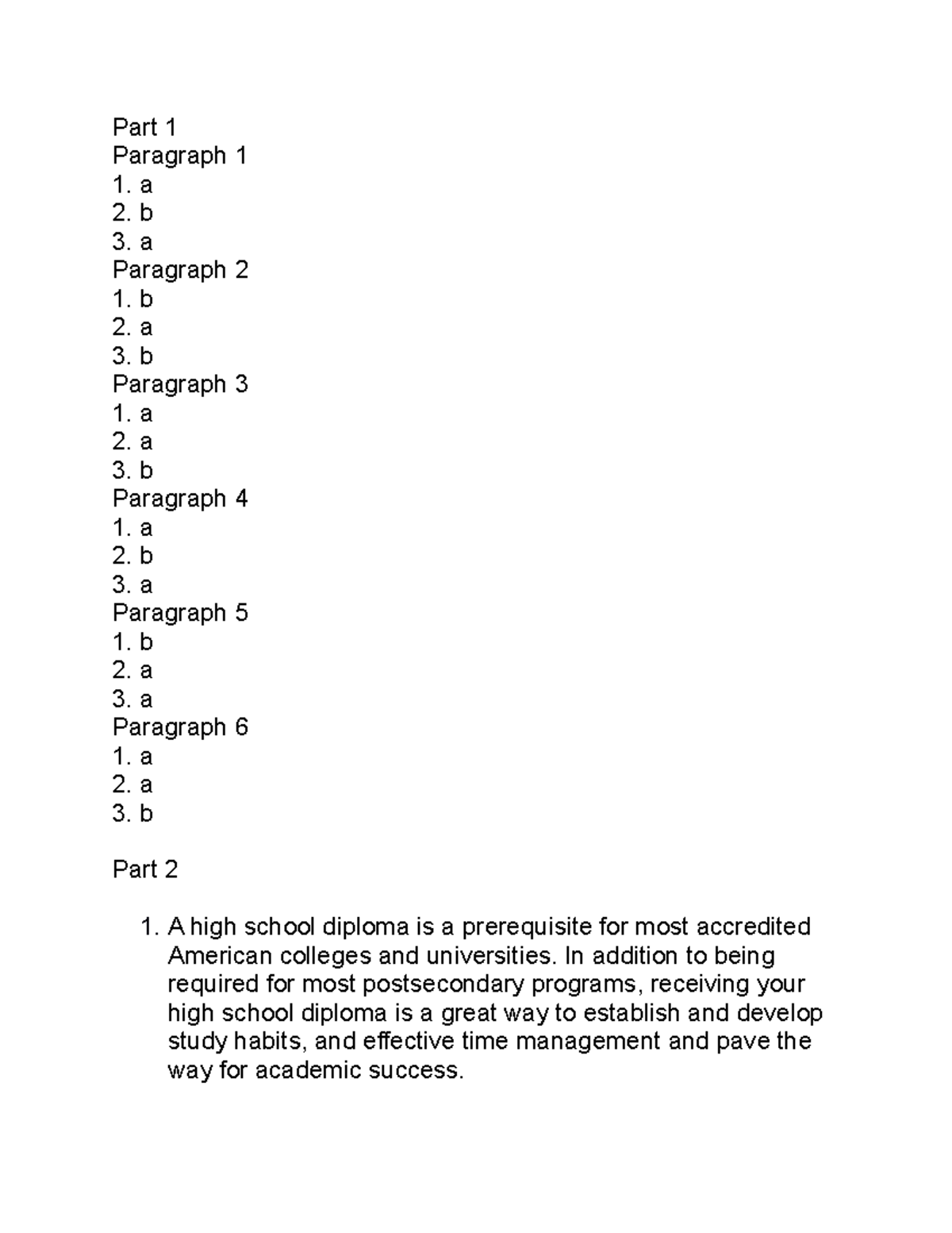 1-4 Paragraph Form - Qwqwqw - Part 1 Paragraph 1 A B A Paragraph 2 B A ...